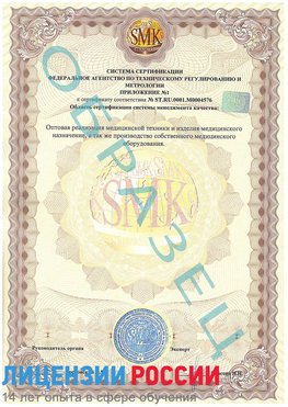 Образец сертификата соответствия (приложение) Гуково Сертификат ISO 13485